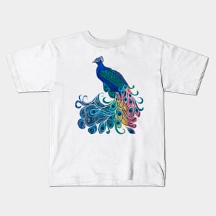 Vintage Beautiful Blue Peacock Kids T-Shirt